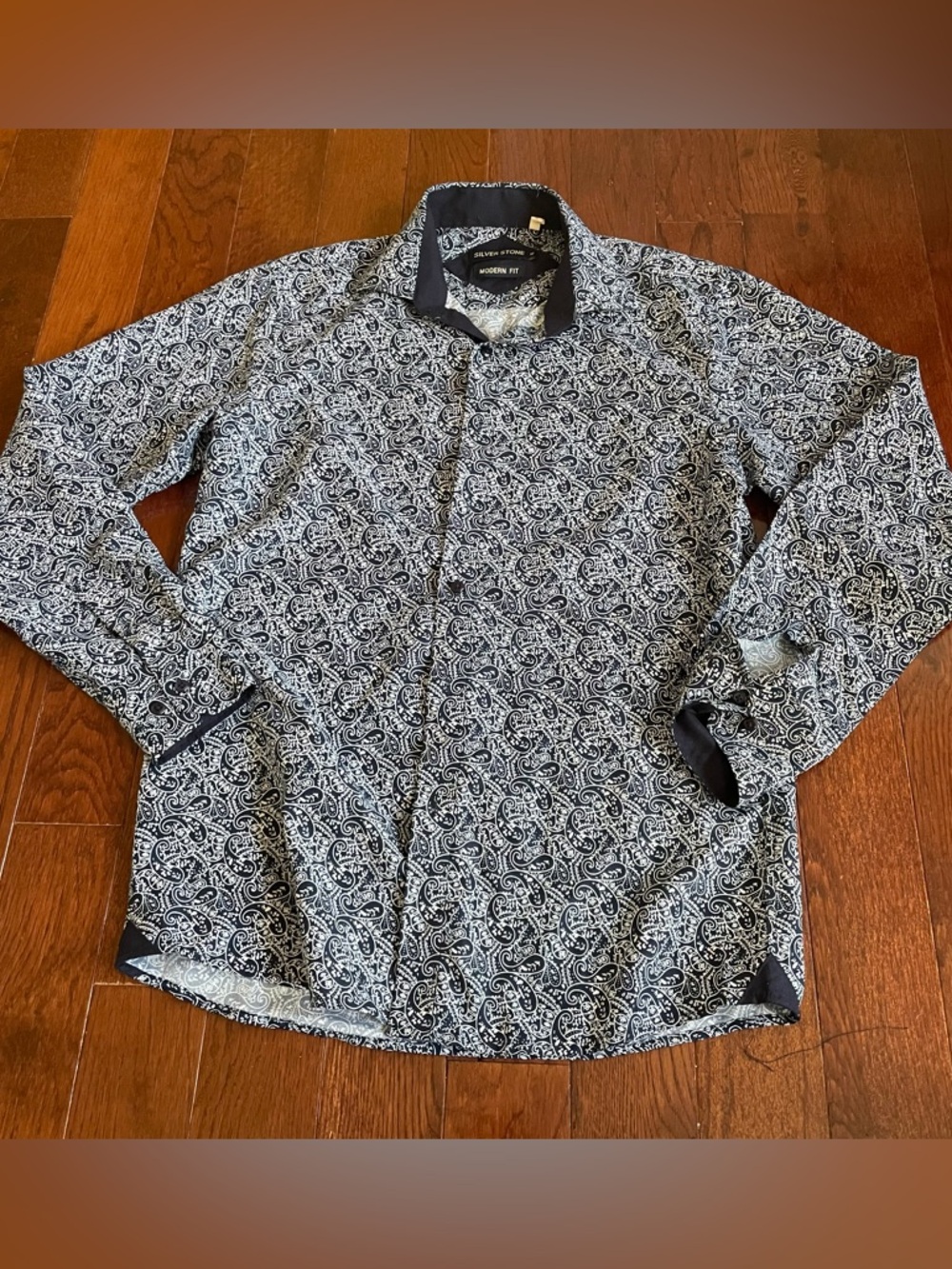 Silver Stone blue paisley long sleeve button down